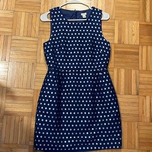 J Crew Blue and Silver Polka Dot Dress